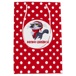 Merry Meowy kerstkat Gift-tas Medium Cadeauzakje
