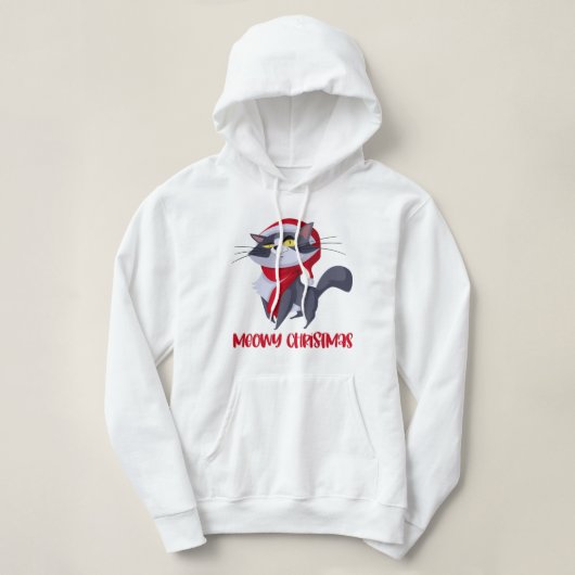 Merry Meowy kerstkat Hooded Sweatshirt (Design voorkant)