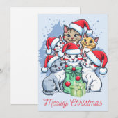 Merry Meowy Kerstman Katten met Cadeaus Feestdagenkaart (Voorkant / Achterkant)