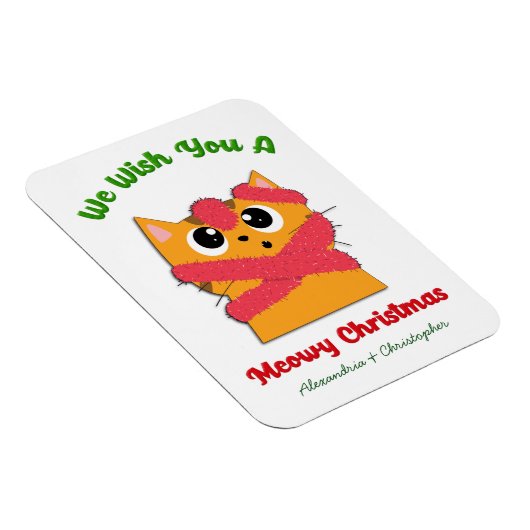 Merry Meowy kerstpas Cat Holiday Personaliseren Magneet (Rechterzijde)