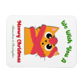 Merry Meowy kerstpas Cat Holiday Personaliseren Magneet (Horizontaal)