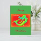 Merry Mermaid Kerst rood/groen Kaart (Staand voorkant)