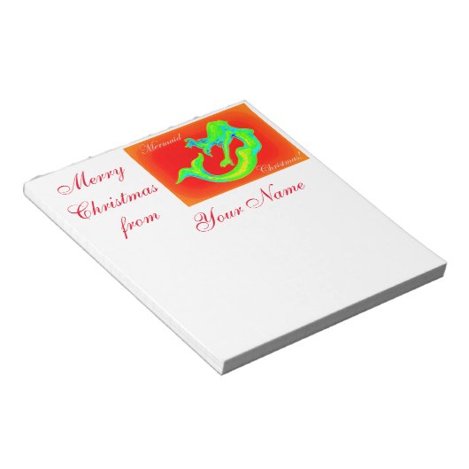 Merry Mermaid Kerstmis Notitieblok (Schuin)