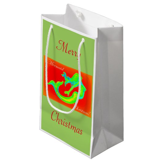 Merry Mermaid Kerstmistletoe Klein Cadeauzakje (Voorkant Gekanteld)