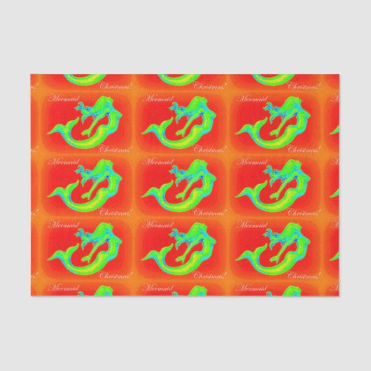 Merry Mermaid kerstrood/groen Tissuepapier (Voorkant)