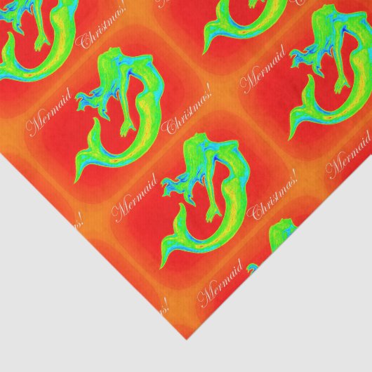 Merry Mermaid kerstrood/groen Tissuepapier (Detail)