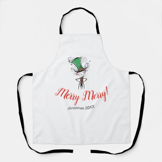 "Merry Merry" Christmas Elf Holiday Chef's Schort (Voorkant)