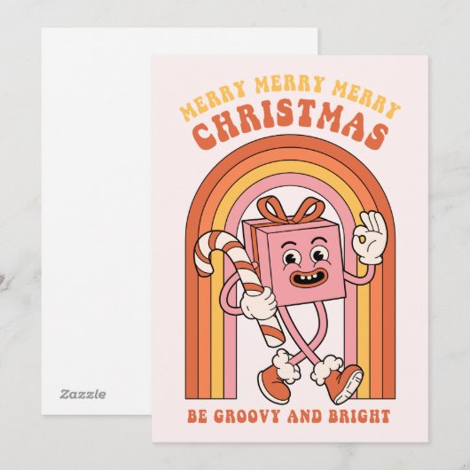 Merry Merry Christmas - Wees groovy en helder Feestdagenkaart (Voorkant / Achterkant)