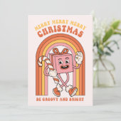 Merry Merry Christmas - Wees groovy en helder Feestdagenkaart (Staand voorkant)
