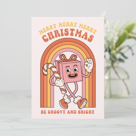 Merry Merry Christmas - Wees groovy en helder Feestdagenkaart (Staand voorkant)