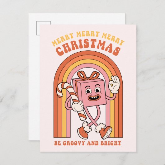 Merry Merry Christmas - Wees groovy en helder Feestdagenkaart (Voorkant / Achterkant)