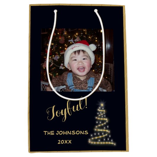 Merry! Merry! ~ Gold kerstboom Medium Cadeauzakje (Voorkant)