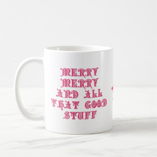 Merry Merry Good Stuff Roze koffie Mok (Links)