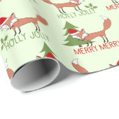 Merry Merry Holly Jolly Illustrated Fox Cadeaupapier (Rol Hoek)