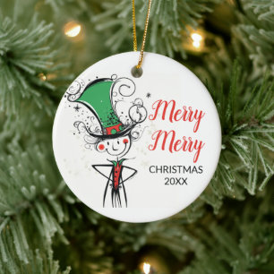"'Merry Merry' Kerst Elf Hoedje Ornament" Keramisch Ornament