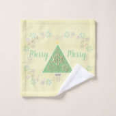 "Merry Merry" kerstboom en sneeuwvlokken Bad Handdoek (Wasdoekje)