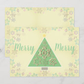 "Merry Merry" kerstboom en sneeuwvlokken Feestdagenkaart (Voorkant / Achterkant)