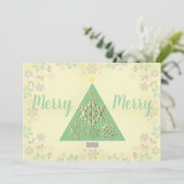 "Merry Merry" kerstboom en sneeuwvlokken Feestdagenkaart (Staand voorkant)