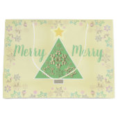 "Merry Merry" kerstboom en sneeuwvlokken Groot Cadeauzakje (Voorkant)