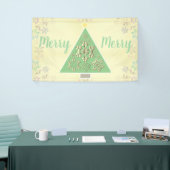 "Merry Merry" kerstboom en sneeuwvlokken Spandoek (Beurs)