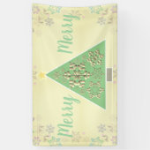 "Merry Merry" kerstboom en sneeuwvlokken Spandoek (Verticaal)