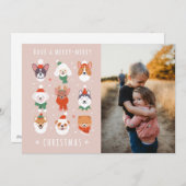 Merry-Merry Kersthonden Feestdagenkaart (Voorkant / Achterkant)