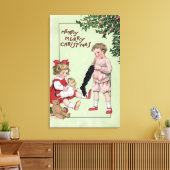 Merry Merry Kerstmis met speelgoed in de boom Canvas Afdruk (Insitu (Woonkamer))