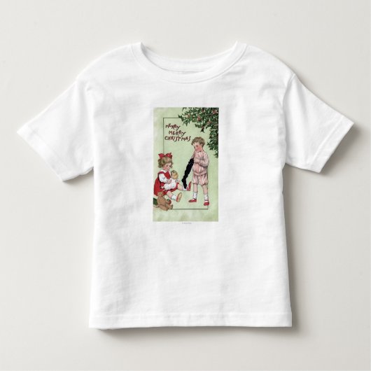 Merry Merry Kerstmis met speelgoed in de boom Kinder Shirts (Voorkant)