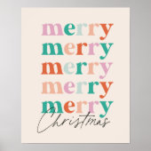 Merry Merry Merry Christmas Colourful Typography Poster (Voorkant)