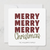 Merry Merry Merry Christmas Custom Feestdagenkaart (Voorkant)
