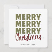 Merry Merry Merry Christmas Custom Feestdagenkaart (Voorkant)