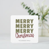 Merry Merry Merry Christmas Custom Feestdagenkaart (Staand voorkant)