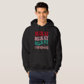 Merry Merry Merry Christmas Retro Hoodie (Voorkant volledig)