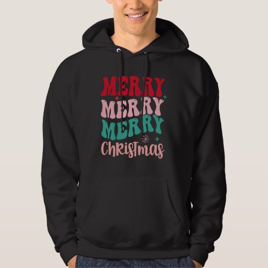 Merry Merry Merry Christmas Retro Hoodie (Voorkant)