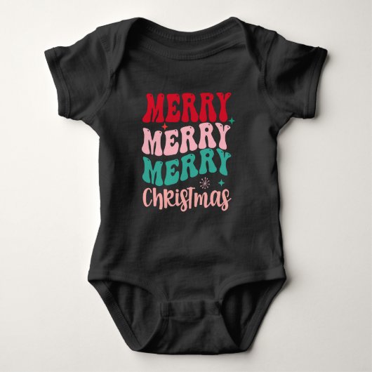 Merry Merry Merry Christmas Retro Romper (Voorkant)