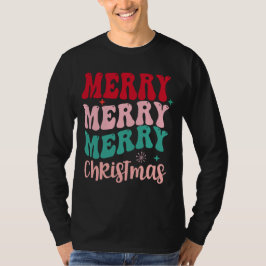 Merry Merry Merry Christmas Retro T-shirt