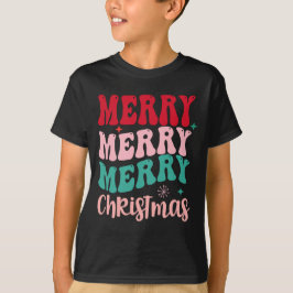 Merry Merry Merry Christmas Retro T-shirt