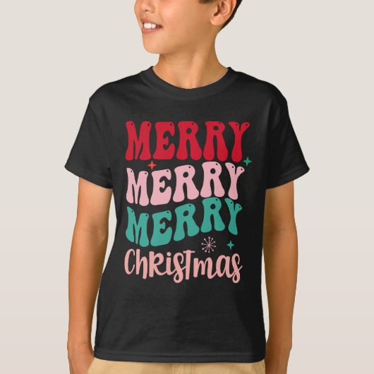 Merry Merry Merry Christmas Retro T-shirt (Voorkant)