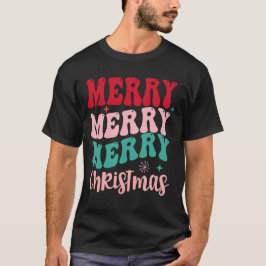 Merry Merry Merry Christmas Retro T-shirt