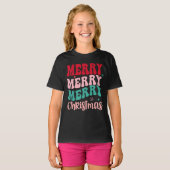 Merry Merry Merry Christmas Retro T-shirt (Voorkant volledig)