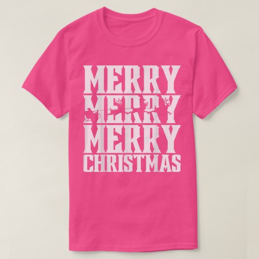 Merry Merry Merry Christmas Santas Sleigh & Flying T-shirt (Design voorkant)