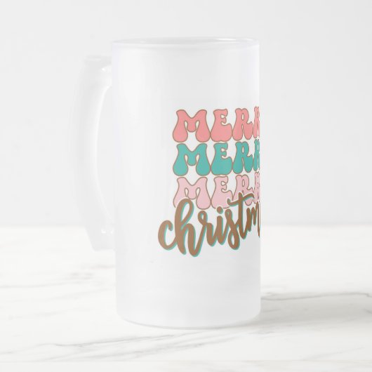Merry Merry Merry kerst Matglas Bierpul (Voorkant links)