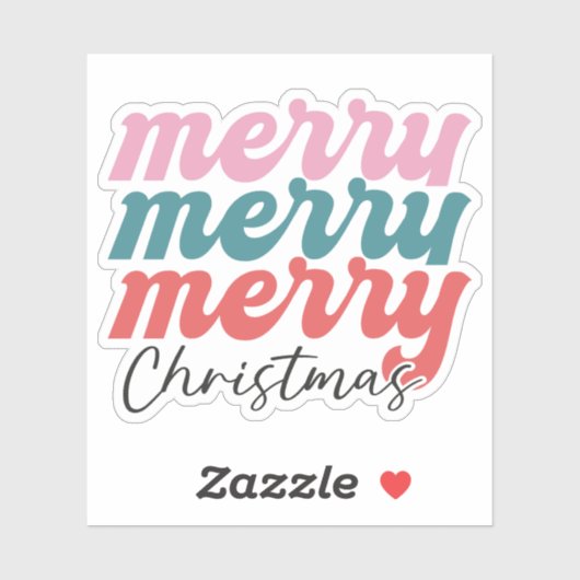 Merry Merry Merry kerst Sticker (Vel)