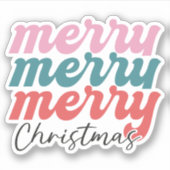 Merry Merry Merry kerst Sticker (Voorkant)