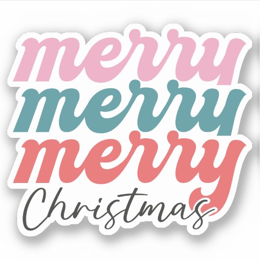 Merry Merry Merry kerst Sticker (Voorkant)