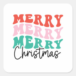 Merry Merry Merry kerst Vierkante Sticker