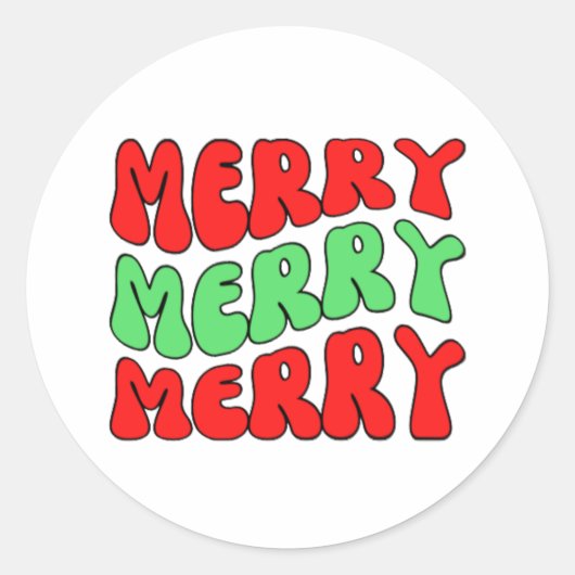 Merry Merry Merry Ronde Sticker (Voorkant)