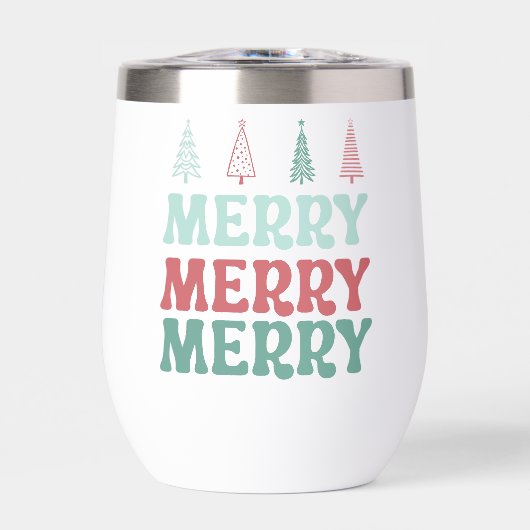 Merry Merry Merry with Pastel Boho Christmas Trees (Voorkant)