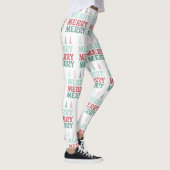 Merry Merry Merry with Pastel Boho Christmas Trees Leggings (Rechts)