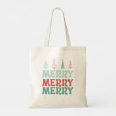 Merry Merry Merry with Pastel Boho Christmas Trees Tote Bag (Achterkant)